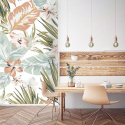 Papier peint panoramique tropical aux teintes pastel pour votre intérieur